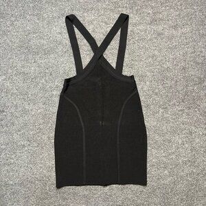 Nasty Gal Womens Straight Bib Overall Skirt Black Mini Straps Back Zip Stretch S